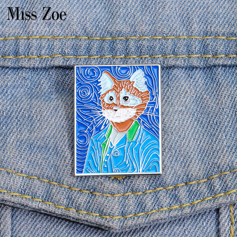 Self-portrayal Enamel Pins Custom Cat Van Gogh Brooches Lapel Badges Animal Oil Painting Jewelry Gift for Kids Friends
Self-portrayal Enamel Pins Custom Cat Van Gogh Brooches Lapel Badges Animal Oil Painting Jewelry Gift for Kids Friends