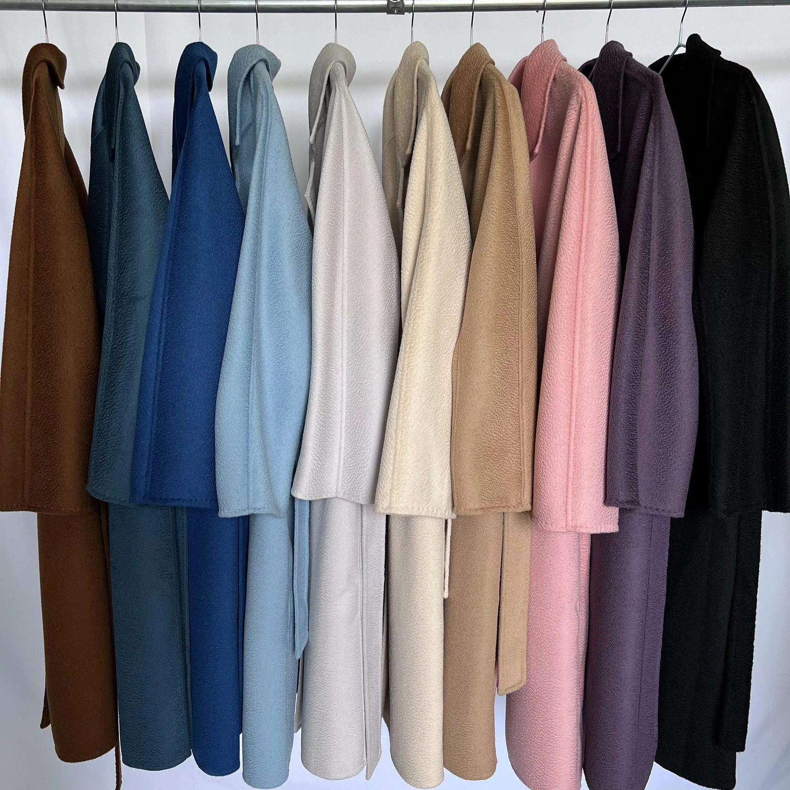 Women's Wool Blends Cashmere Coat Women Autumn Winter Mid Length Wool Coat Female Camel Black Lace-Up Casual Jacket Classic Double Breasted Coat 