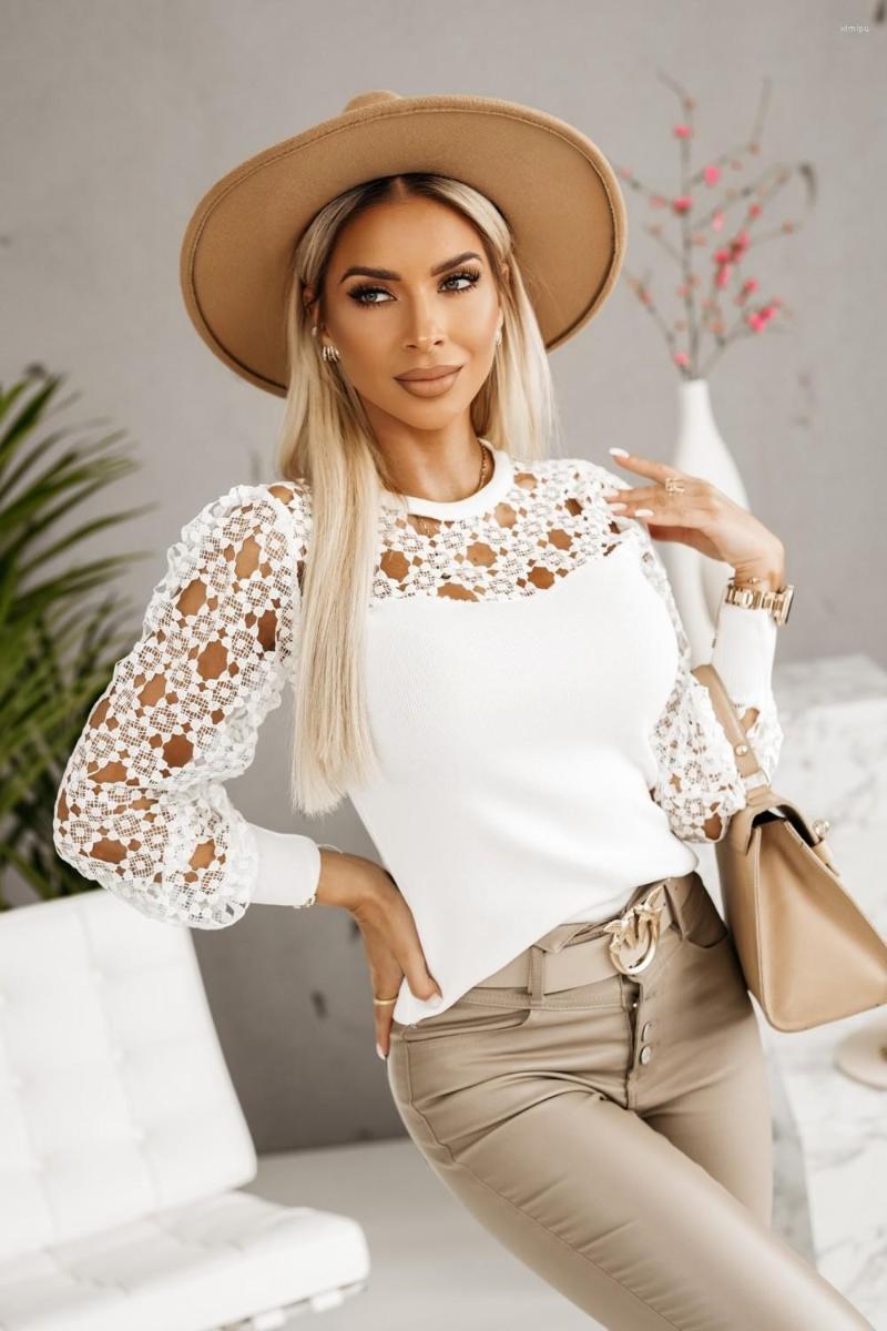 Women' Blouses 2023 Sexy Hollow Lace Stitching Round Neck Long Sleeve Shirt Women' Wear Office Lady Spliced Pullover Blouse Camisas, Black
Women' Blouses 2023 Sexy Hollow Lace Stitching Round Neck Long Sleeve Shirt Women' Wear Office Lady Spliced Pullover Blouse Camisas, Black