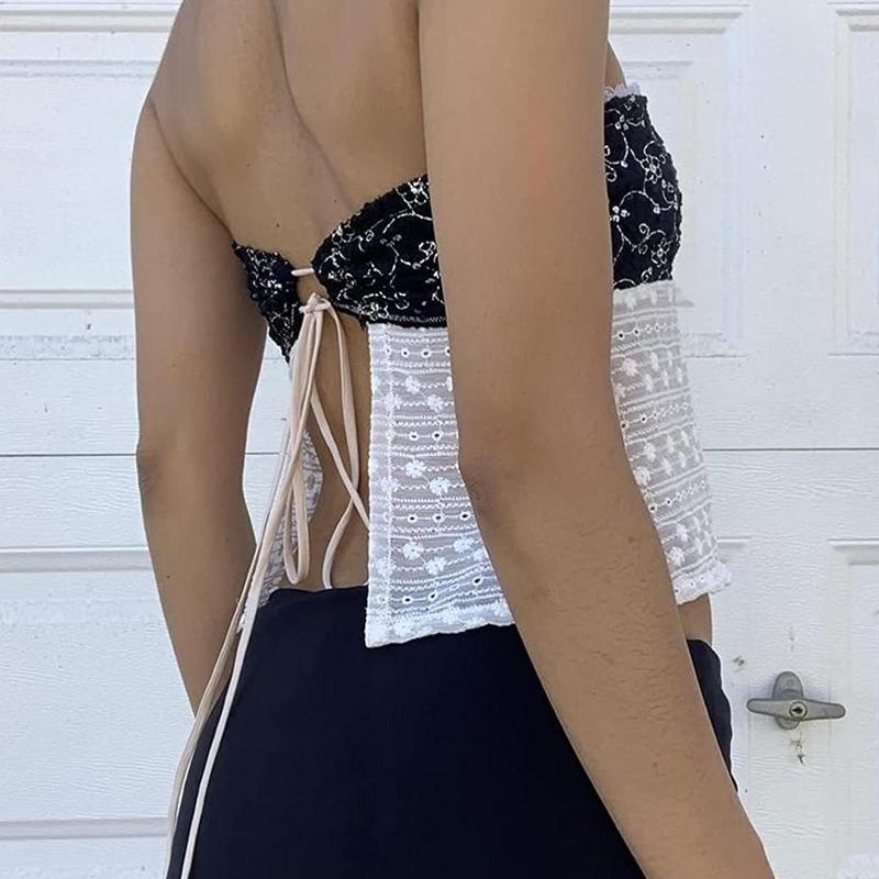 Women' Tanks Sexy Bandeau Vest Patchwork Lace Summer Streetwear Polyester Y2K Style Strapless Backless Sleeveless Up Daily Wear, Black
Women' Tanks Sexy Bandeau Vest Patchwork Lace Summer Streetwear Polyester Y2K Style Strapless Backless Sleeveless Up Daily Wear, Black