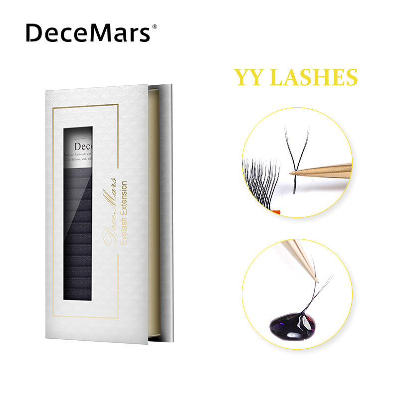 Makeup Tools DeceMars YY Shape Black Brown Eyelashes Extensions Two Tip Lashes CD Curl High Quality Idividual 230413