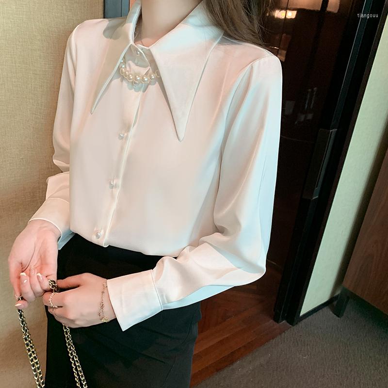 Women' Blouses Button Up Satin Silk Shirt Vintage Blouse Women White Lady Female Loose Shirts 2023 Long Sleeve Top 611A, Black
Women' Blouses Button Up Satin Silk Shirt Vintage Blouse Women White Lady Female Loose Shirts 2023 Long Sleeve Top 611A, Black