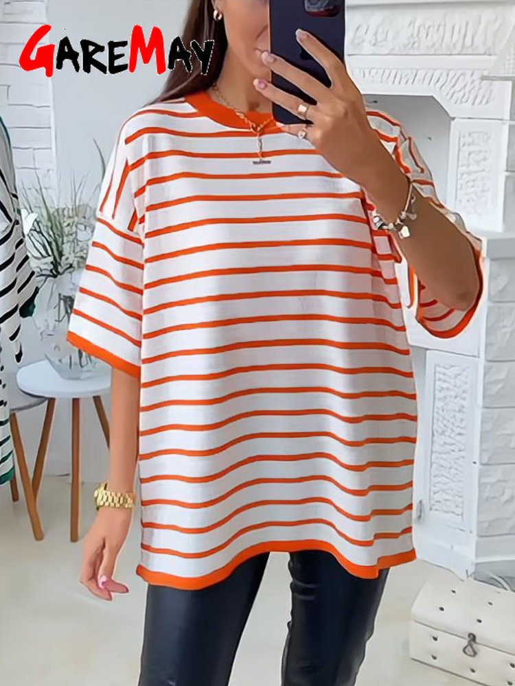 Women's T-Shirt Green Women's Striped T-shirt Short Sleeve Oversize Knitted Ribbed Top Summer Elegant Black and White Basic T-shirt for Women 230414, Rosered
Women's T-Shirt Green Women's Striped T-shirt Short Sleeve Oversize Knitted Ribbed Top Summer Elegant Black and White Basic T-shirt for Women 230414, Rosered
