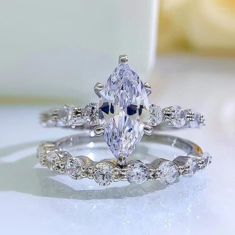 Cluster Rings Jewelry Women's Fashion Senior S925 Silver European And American 6 12 Horse Eye Cut Wedding Ring Set
Cluster Rings Jewelry Women's Fashion Senior S925 Silver European And American 6 12 Horse Eye Cut Wedding Ring Set