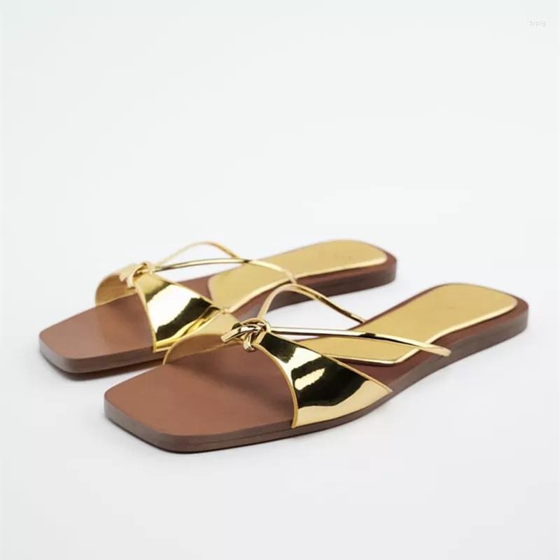 Sandals 2023 TRAF Womens Flat Gold Woman Summer Knot Flats Slippers Ladies Square Toe Beach Slides Plus Size Outdoor Sandal
Sandals 2023 TRAF Womens Flat Gold Woman Summer Knot Flats Slippers Ladies Square Toe Beach Slides Plus Size Outdoor Sandal