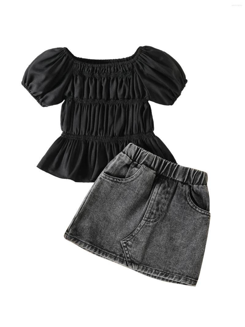 Clothing Sets 2 PCS Toddler Girls Skirt Set Outfits Short Puff Sleeve Smocked Tops Denim, Black
Clothing Sets 2 PCS Toddler Girls Skirt Set Outfits Short Puff Sleeve Smocked Tops Denim, Black