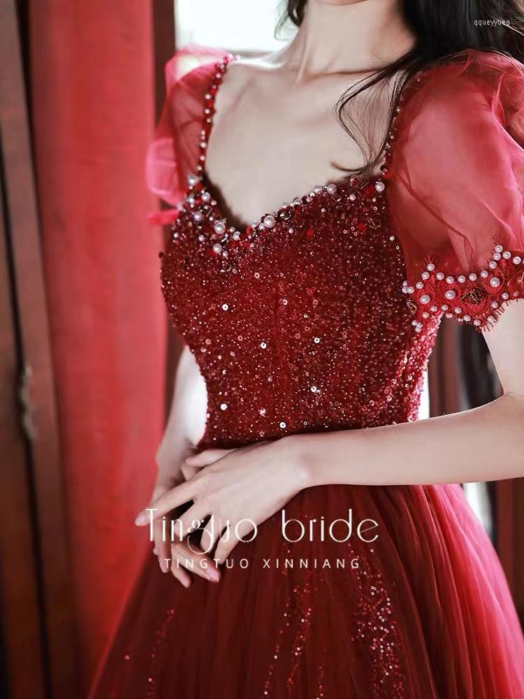 Party Dresses Sexy Burgundy Prom Dress A-Line Square Collar Puff Sleeve French Style Sequin Pearl Beaded Tulle Long Evening Gown For Woman
Party Dresses Sexy Burgundy Prom Dress A-Line Square Collar Puff Sleeve French Style Sequin Pearl Beaded Tulle Long Evening Gown For Woman