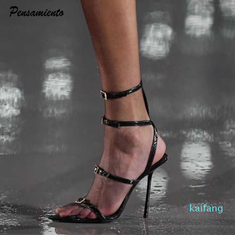 Sandals Runway Style Fashion Leather Strap Buckle Women Sexy Stilettoe High Heels, Black4
Sandals Runway Style Fashion Leather Strap Buckle Women Sexy Stilettoe High Heels, Black4