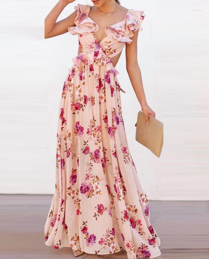 Casual Dresses 2023 Spring/summer Selling Fashion Women' Flower Print Ruffle Edge Backless Maxi Dress
Casual Dresses 2023 Spring/summer Selling Fashion Women' Flower Print Ruffle Edge Backless Maxi Dress