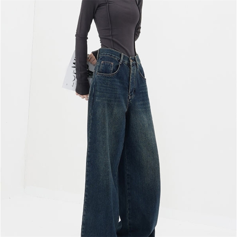 Women's Jeans High Waist Retro Blue Dark Straight Jeans Pants Women Harajuku Fashion Casual Loose All Match Wide Leg Mopping Trousers 230413
Women's Jeans High Waist Retro Blue Dark Straight Jeans Pants Women Harajuku Fashion Casual Loose All Match Wide Leg Mopping Trousers 230413