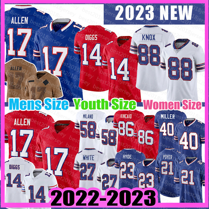 Josh Allen Stefon Diggs Football Jersey Man Buffalos Dawson Knox Billes Tre'Davious White Poyer Micah Hyde Jim Kelly Matt Milano Dalton Kincaid Von Miller A02