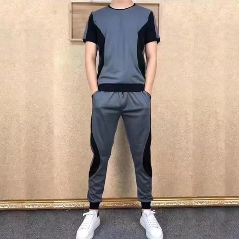Men's Tracksuits Ice Silk Sports Suit Contrast Color Patchwork Men Tracksuit Sporty Summer Short Sleeves Shirt Drawstring Pants Sportswear, Black
Men's Tracksuits Ice Silk Sports Suit Contrast Color Patchwork Men Tracksuit Sporty Summer Short Sleeves Shirt Drawstring Pants Sportswear, Black