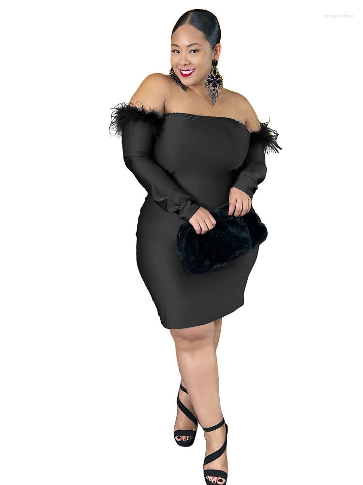 Plus Size Dresses 5XL Dress Women Strapless Off The Shoulder With Feather Ropa Mujer Fashion Sexy Elegant Oversize Short 2023, Black
Plus Size Dresses 5XL Dress Women Strapless Off The Shoulder With Feather Ropa Mujer Fashion Sexy Elegant Oversize Short 2023, Black