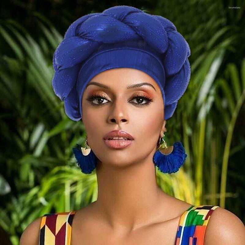 Ethnic Clothing Exaggerated Braids Women's African Turban Cap Handmade Diamonds Head Wrap Pre-Tied Bonnet Nigeria Wedding Party Auto
Ethnic Clothing Exaggerated Braids Women's African Turban Cap Handmade Diamonds Head Wrap Pre-Tied Bonnet Nigeria Wedding Party Auto