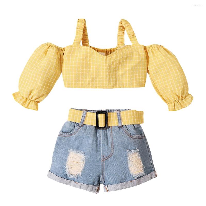 Clothing Sets Kids Baby Girls Fashion 2-piece Outfit Set Off Shoulder Tops Denim Shorts For Children 1-5T, Picture shown
Clothing Sets Kids Baby Girls Fashion 2-piece Outfit Set Off Shoulder Tops Denim Shorts For Children 1-5T, Picture shown