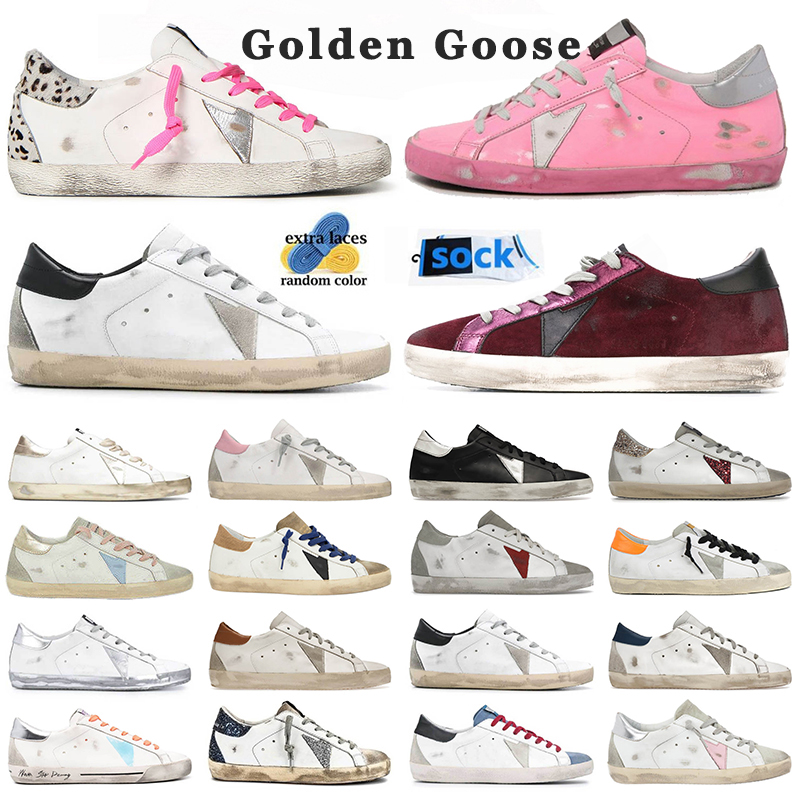 Top Quality Golden Sneakers Designer Shoes For Mens Womens Black White Pink Plate-forme Dirty Distressed Luxury Casual Shoes Size 35-46, C49 pink with silver heel
Top Quality Golden Sneakers Designer Shoes For Mens Womens Black White Pink Plate-forme Dirty Distressed Luxury Casual Shoes Size 35-46, C49 pink with silver heel