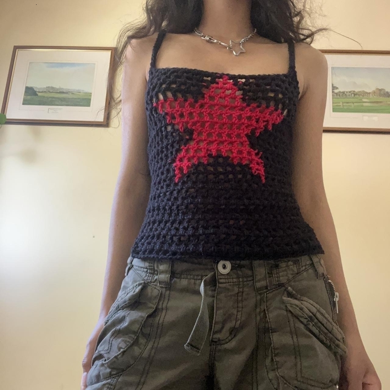 Camisoles Tanks E Girl Cute Star Pattern Crochet Camis Summer Knitted Hollow Out Crop Tops Fairy Grunge Retro Y2K Vest 90s Vintage Streetwear 230413, Black
Camisoles Tanks E Girl Cute Star Pattern Crochet Camis Summer Knitted Hollow Out Crop Tops Fairy Grunge Retro Y2K Vest 90s Vintage Streetwear 230413, Black