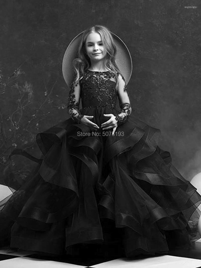 Girl Dresses 125 Black Fashion Flower Dresses/tulle Baby Birthday Gowns O-neck Full-sleeves Floor-length Appliques&buttons
Girl Dresses 125 Black Fashion Flower Dresses/tulle Baby Birthday Gowns O-neck Full-sleeves Floor-length Appliques&buttons