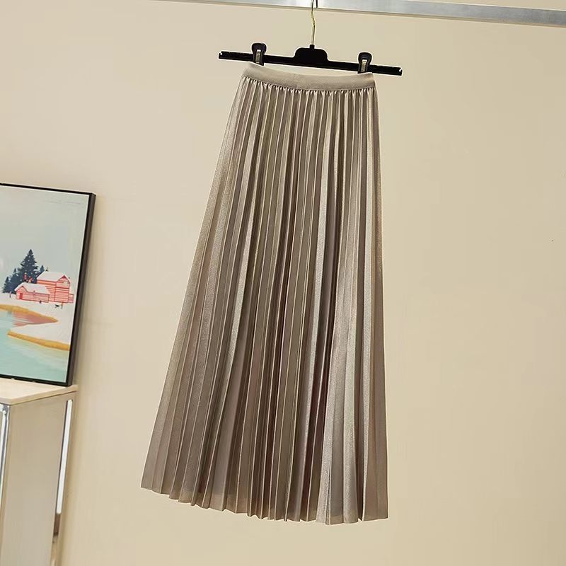 Skirts Spring Summer Vintage All-match Solid Color A-line Skirt Elegant Fashion Pleated Folds Long Skirts Streetwear Irregular Skirts 230414