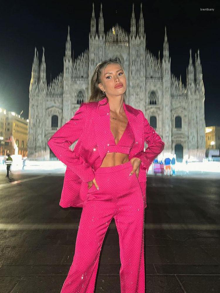 Women' Two Piece Pants HIGH QUALITY Fashion 2023 Designer Blazer Suit Set Women' Single Button Diamonds Beaded Camis 3pcs, Rose red
Women' Two Piece Pants HIGH QUALITY Fashion 2023 Designer Blazer Suit Set Women' Single Button Diamonds Beaded Camis 3pcs, Rose red