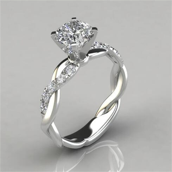 Double tone princess square diamond ring with cross twisted pattern and diamond inlay ring Delysia King Ring GC2034