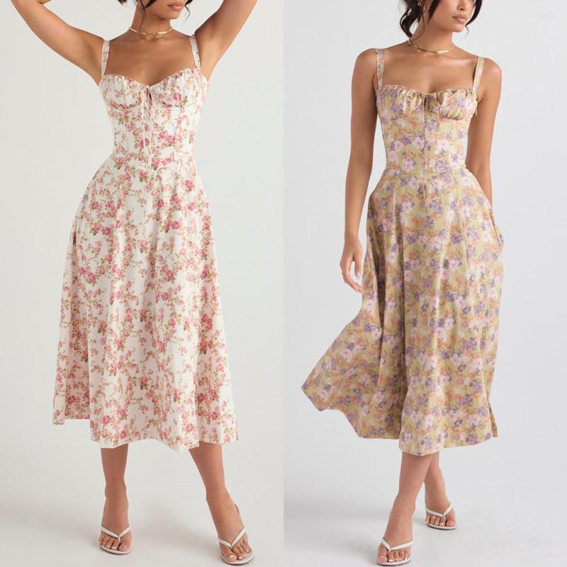 Casual Dresses Women Fishbone Sexy Strapless Floral Printed Lace-up Vintage 2023 Slim Waist Midi Dress, Green
Casual Dresses Women Fishbone Sexy Strapless Floral Printed Lace-up Vintage 2023 Slim Waist Midi Dress, Green