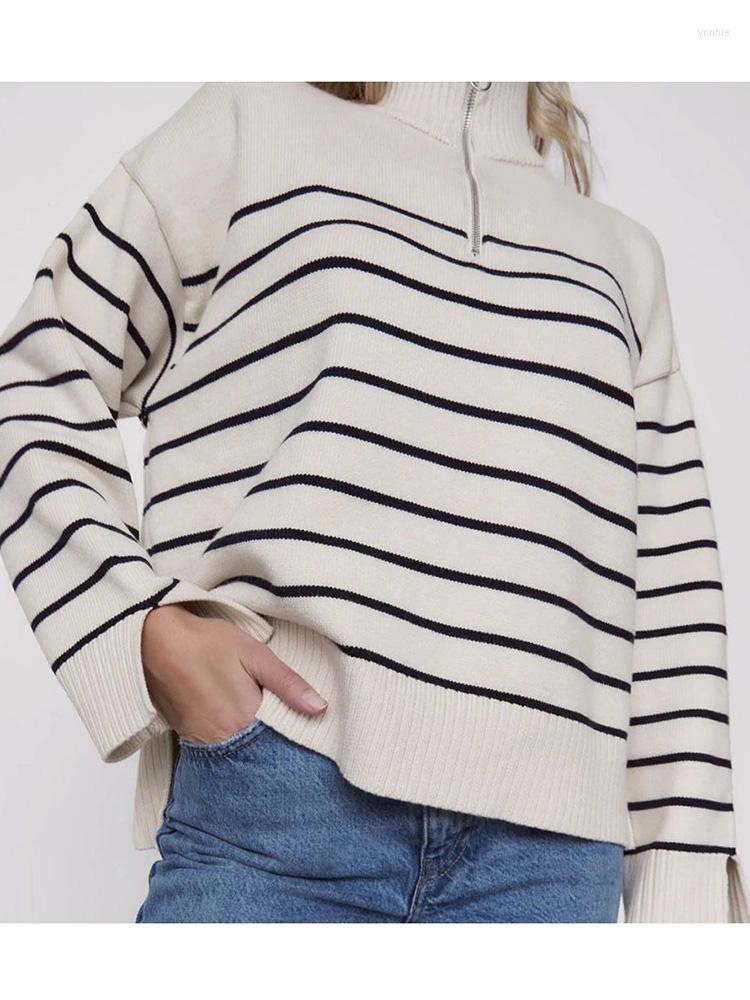 Women' Sweaters Casual Zipper Collar Black White Striped Sweater Women 2023 Autumn Winter Fashion Thick Warm Ladies Knitted Pullovers, Beige
Women' Sweaters Casual Zipper Collar Black White Striped Sweater Women 2023 Autumn Winter Fashion Thick Warm Ladies Knitted Pullovers, Beige