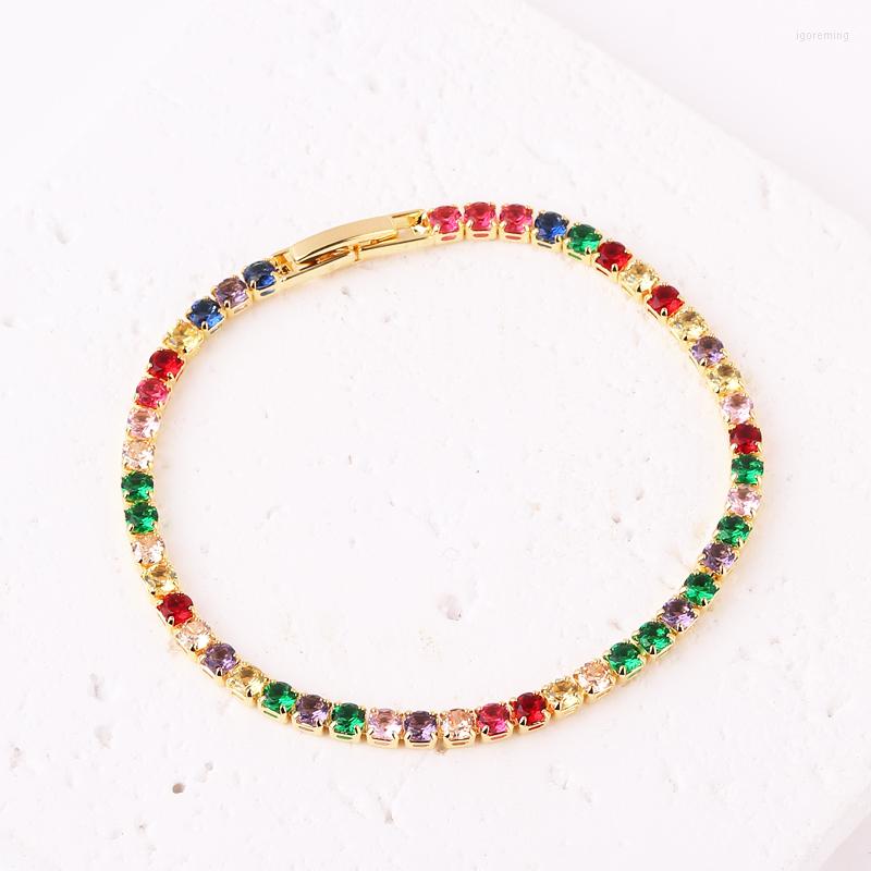 Charm Bracelets 3mm CZ Tennis Bracelet Bangles For Women Gold Color Rainbow Zircon Iced Out Stone Chain Men's Accessories Gift
Charm Bracelets 3mm CZ Tennis Bracelet Bangles For Women Gold Color Rainbow Zircon Iced Out Stone Chain Men's Accessories Gift