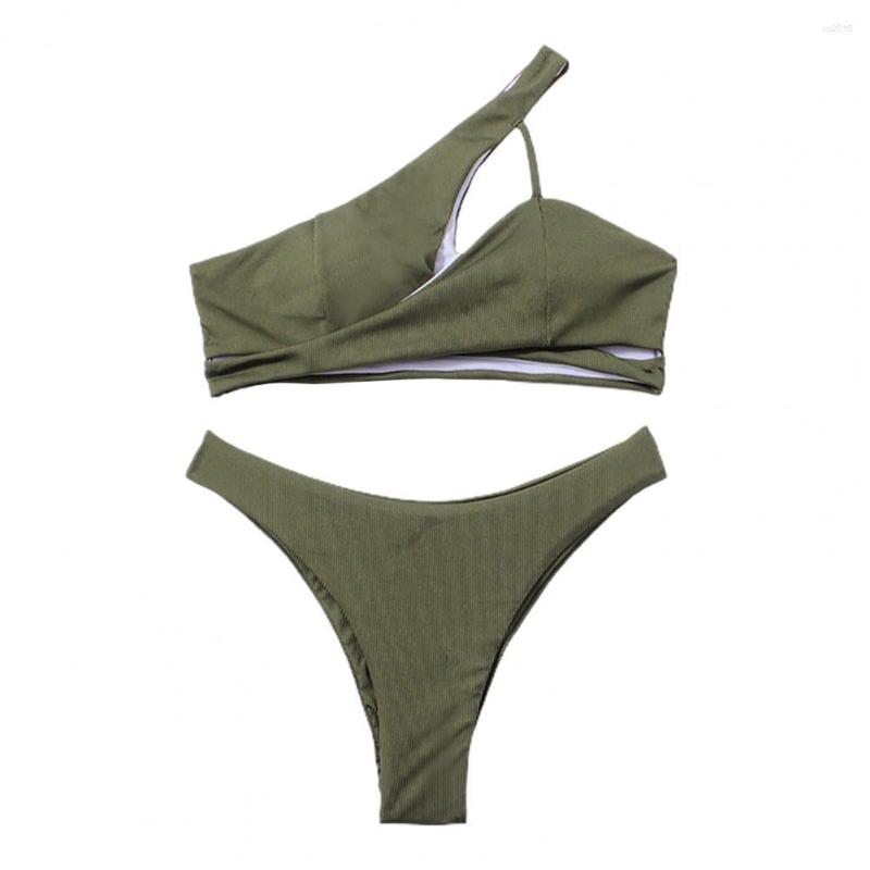 Women' Swimwear 2Pcs/Set Great Women Bikini Solid Color Push-up Sleeveless Female Sexy One Shoulder Bathing Suit, Army green
Women' Swimwear 2Pcs/Set Great Women Bikini Solid Color Push-up Sleeveless Female Sexy One Shoulder Bathing Suit, Army green