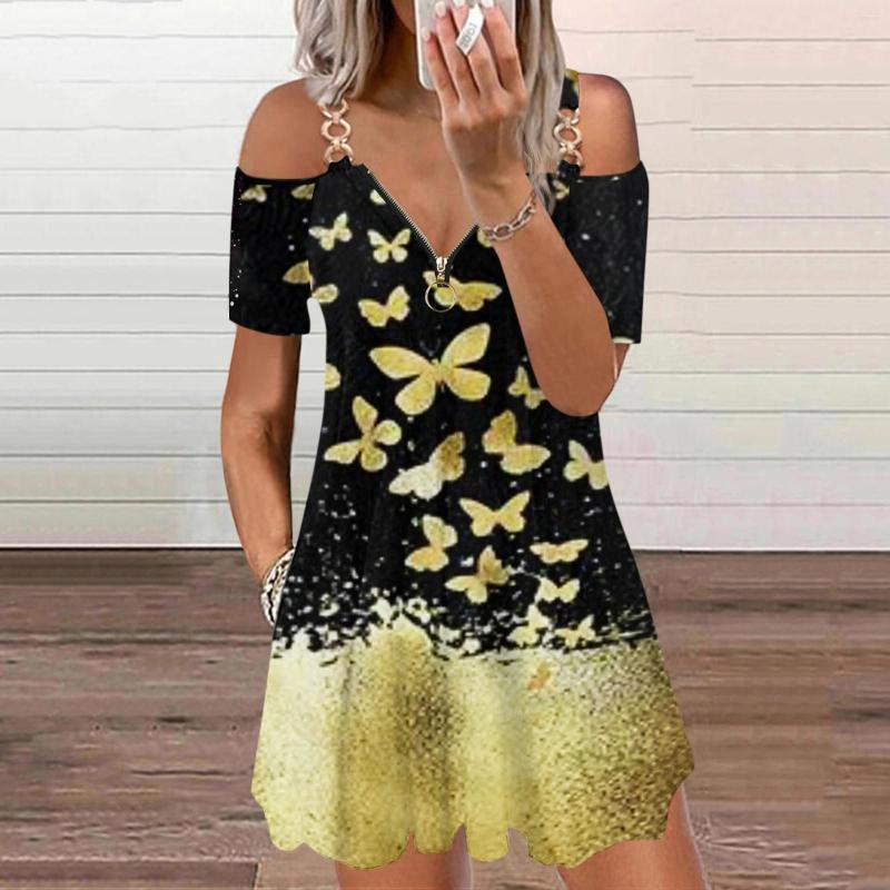 Casual Dresses Women' Printed V Neck Zipper Suspender Off The Shoulder Half Skirt Dress, Black
Casual Dresses Women' Printed V Neck Zipper Suspender Off The Shoulder Half Skirt Dress, Black