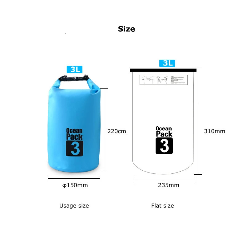 Outdoor Bags 3L Waterproof Water Resistant Dry Bag Sack Storage Pack Pouch Swimming Kayaking Canoeing River Trekking Boating 231114