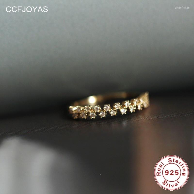 Cluster Rings CCFJOYAS 14k Gold Plated Double Row White Zircon Wedding For Women 925 Sterling Silver Fashion Jewelry Accessories
Cluster Rings CCFJOYAS 14k Gold Plated Double Row White Zircon Wedding For Women 925 Sterling Silver Fashion Jewelry Accessories