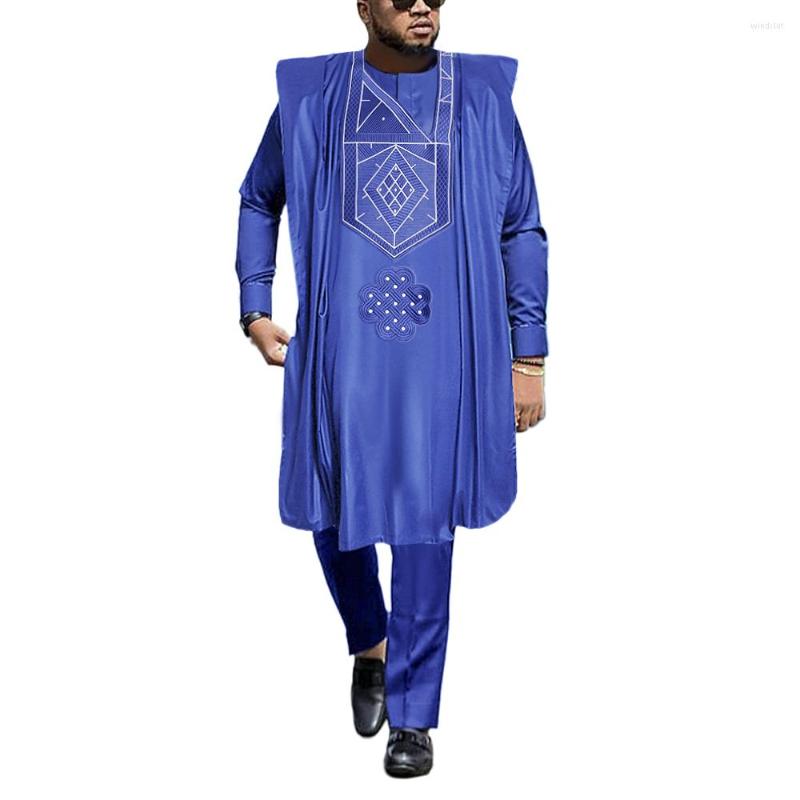 Ethnic Clothing H&D Tenue Africaine Hommes Ankara Styles African Agbada For Men 2023 Embroidered Boubou Traditional Wedding Party 3 PCS