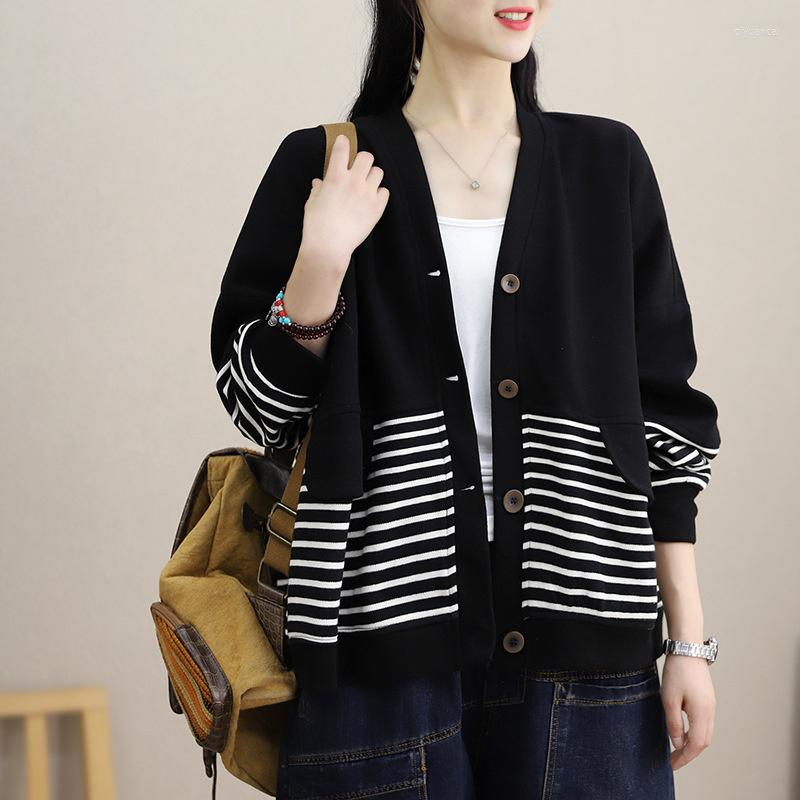 Women's Jackets FairyNatural Women Fashion 2023 Spring V-Neck Striped Outerwear Loose Style Woman Casual Retro Elegant Coat Cardigans, Black
Women's Jackets FairyNatural Women Fashion 2023 Spring V-Neck Striped Outerwear Loose Style Woman Casual Retro Elegant Coat Cardigans, Black