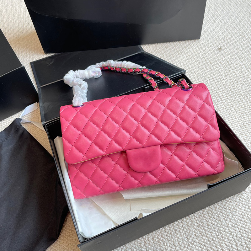 Women Classic Designer Shoulder CF Bags Colored Metal Letter Badge Lambskin Handbags Contrasting Colors Double Flap Metal Chain Hardware Shoulder Purse 25cm, Box
Women Classic Designer Shoulder CF Bags Colored Metal Letter Badge Lambskin Handbags Contrasting Colors Double Flap Metal Chain Hardware Shoulder Purse 25cm, Box