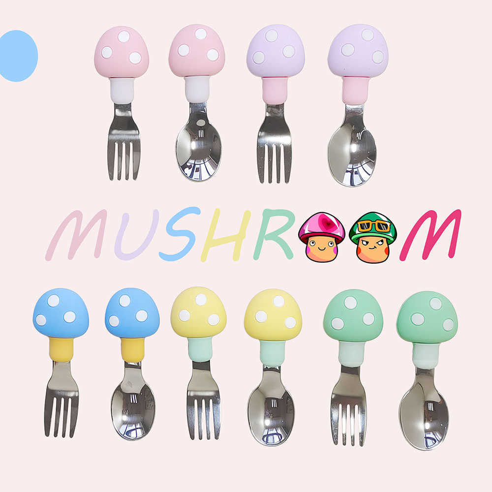 Cups Dishes Utensils Tableware Cartoon Kids Spoon Fork Set Dessert Spoon for Children Fork Baby Gadgets Feed Kid Children's Cutlery for Kids Fedd