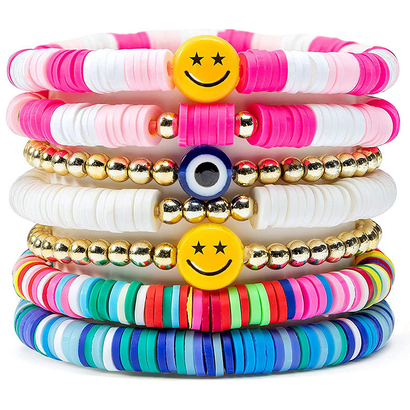 7Pcs Heishi Surfer Bracelets Set Beaded Strands Colorful Preppy Happy Smile Evil Eye Stretch Clay Stackable Boho Disc Aesthetic Summer Beach Jewelry for Women Girls
7Pcs Heishi Surfer Bracelets Set Beaded Strands Colorful Preppy Happy Smile Evil Eye Stretch Clay Stackable Boho Disc Aesthetic Summer Beach Jewelry for Women Girls
