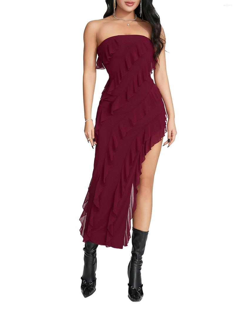 Casual Dresses Women Sleeveless Backless High Split Bodycon Summer Female Beach Party Vestidos Strapless Ruffles Solid Dress, Red
Casual Dresses Women Sleeveless Backless High Split Bodycon Summer Female Beach Party Vestidos Strapless Ruffles Solid Dress, Red