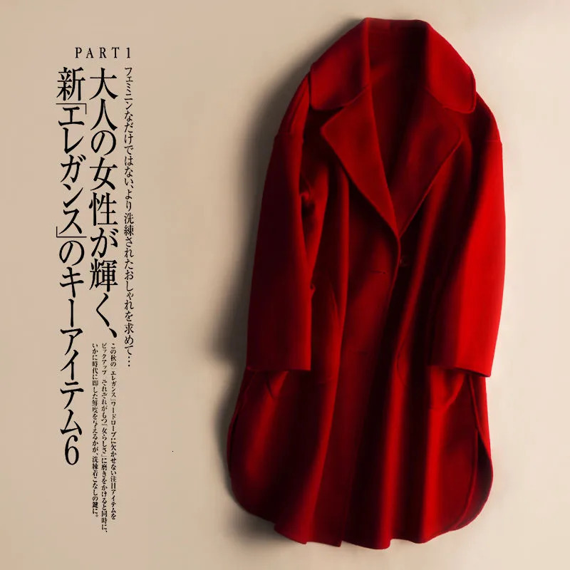 Women's Wool Blends Autumn Winter Women Woolen Coat Turn Down Collar Double Breasted 100% Wool Coat Camel Women Warm Coat Casaco Feminino P1066 2