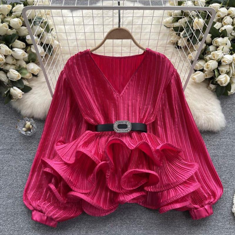 Women's Blouses Celebrity Satin Pleated Long Sleeved Loose Fitting Tops For Women Fashion Ruffled V-neck Shirt Elegant Blouse Mujer K289, Purple
Women's Blouses Celebrity Satin Pleated Long Sleeved Loose Fitting Tops For Women Fashion Ruffled V-neck Shirt Elegant Blouse Mujer K289, Purple