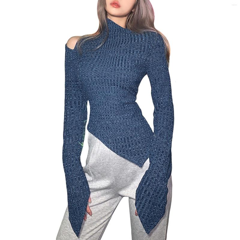 Women' T Shirts Autumn Spring Women Irregular Knitwear Solid Color Skew-Collar Hollow-Shoulder Long Sleeve Knitted Pullover Tops For Ladies, Blue
Women' T Shirts Autumn Spring Women Irregular Knitwear Solid Color Skew-Collar Hollow-Shoulder Long Sleeve Knitted Pullover Tops For Ladies, Blue