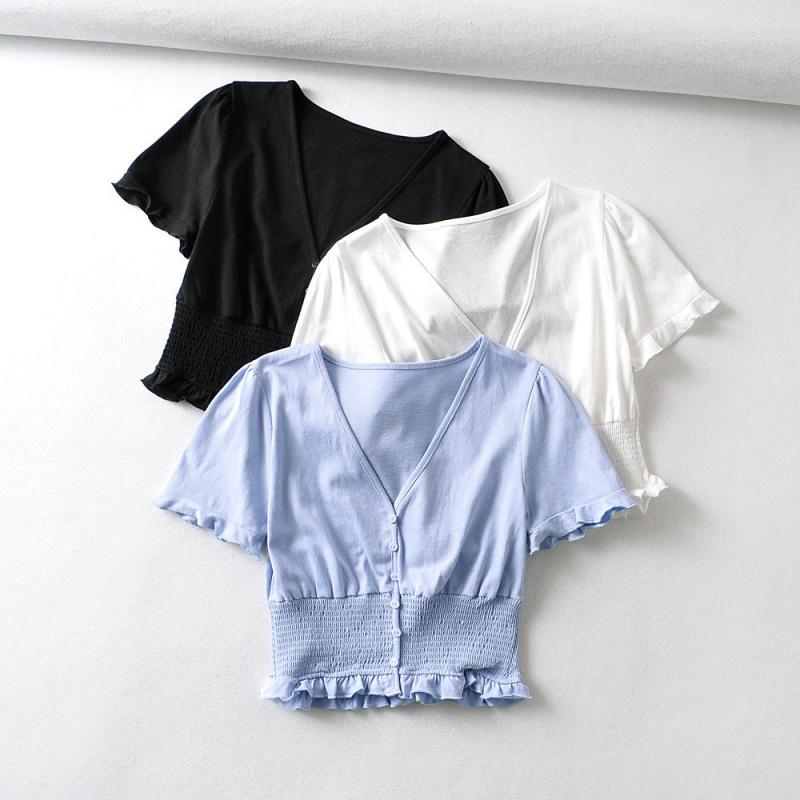 Women' Blouses V-neck Single-Breasted Midriff-Baring Short Sleeve Shirt Blouse For Women Female Crop Tops Ladies Club Street, Black
Women' Blouses V-neck Single-Breasted Midriff-Baring Short Sleeve Shirt Blouse For Women Female Crop Tops Ladies Club Street, Black