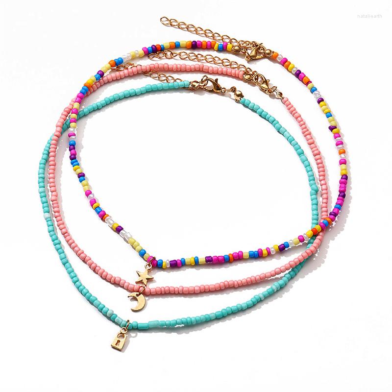 Choker Summer Creative Lock Pendant Colorful Rice Bead Collar Chain Bohemian Short Candy Star Moon Necklace Set Of 3 For Women
Choker Summer Creative Lock Pendant Colorful Rice Bead Collar Chain Bohemian Short Candy Star Moon Necklace Set Of 3 For Women