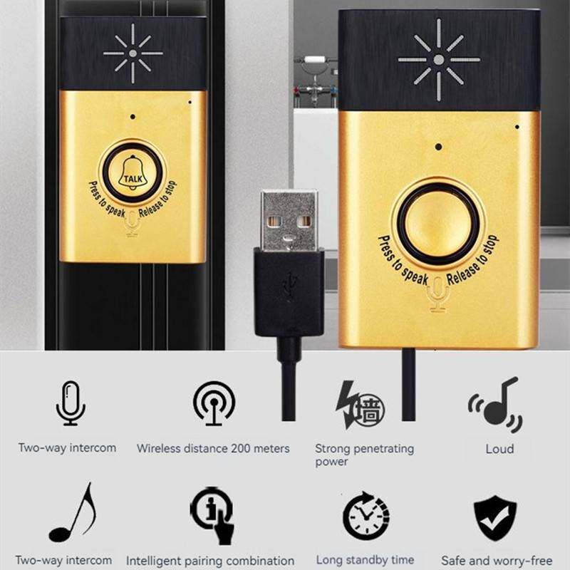H6T Dingdong Talking Doorbell Long-distance Intercom Distress Device Wireless Home Call Reminder Applicable to All Doors One Drag One
