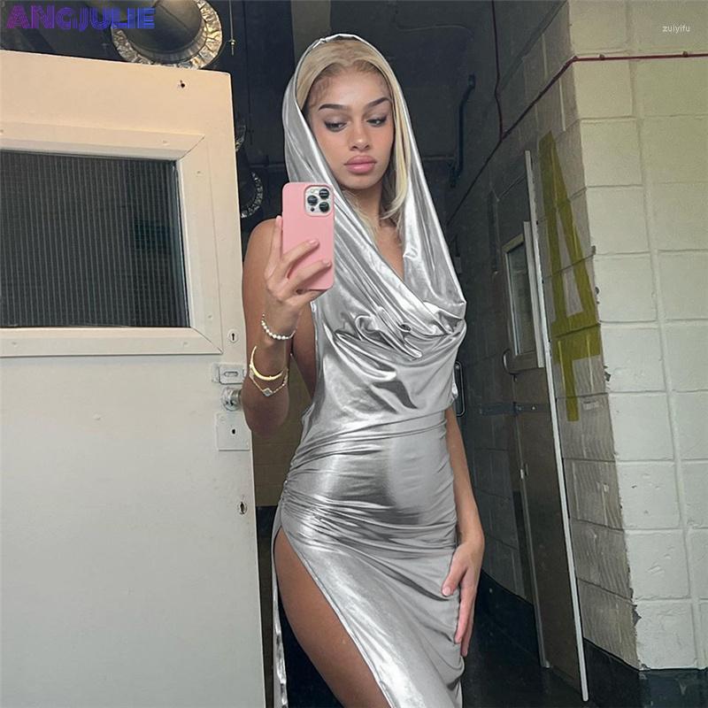 Casual Dresses Angjulie Silky Elegant Fashion Maxi Dress Women Sexy Backless Cut Out Hoodie Sleeveless Body-shaping Robe Femme Shiny, Silvery
Casual Dresses Angjulie Silky Elegant Fashion Maxi Dress Women Sexy Backless Cut Out Hoodie Sleeveless Body-shaping Robe Femme Shiny, Silvery