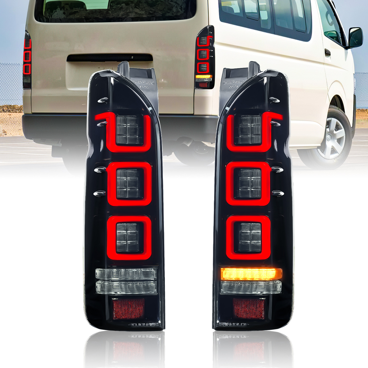 Car Taillight For TOYOTA HIACE 20 05-20 18 LED Dynamic Turn Signal Rear Lamp Fog Brake Reversing Taillights Assembly