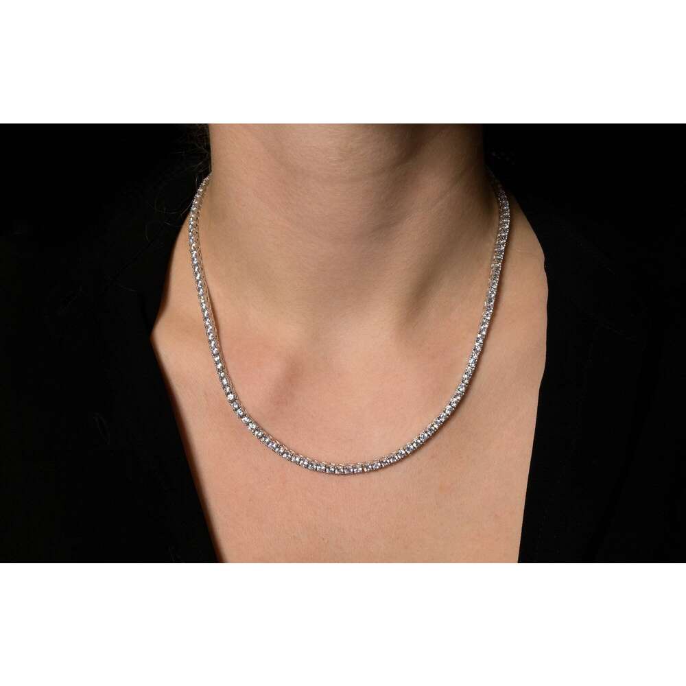 Personalized Vintage 14k Solid White Gold With VVS VS CVD Round Cut IGI GIA Certified Lab Grown Diamond Tennis Necklace