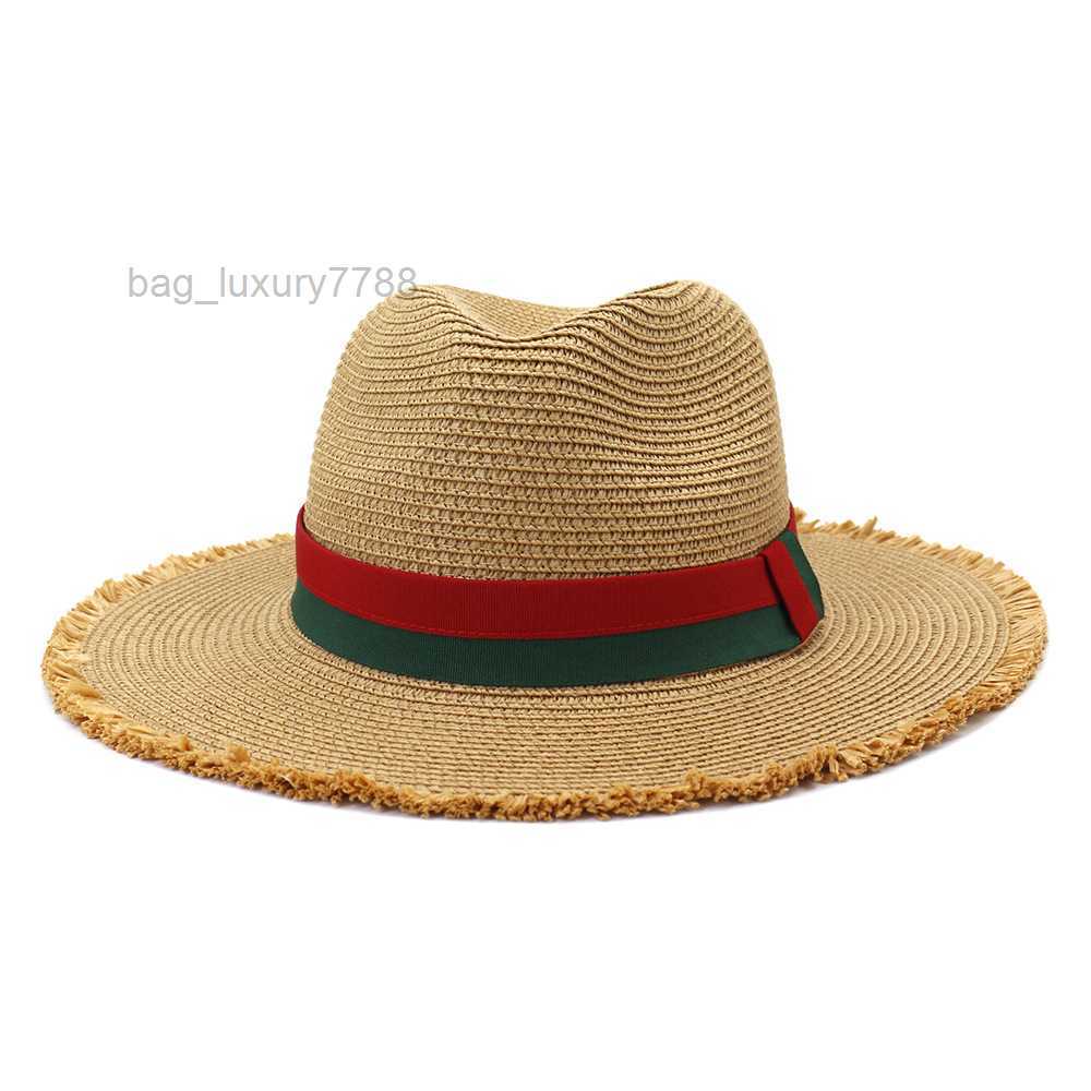 Fashion Fedora Straw Hat Outdoor Travel Vacation Sun Shade Panama Jazz Straw Beach Cap Men Women Sun Protection Big Brim Hat