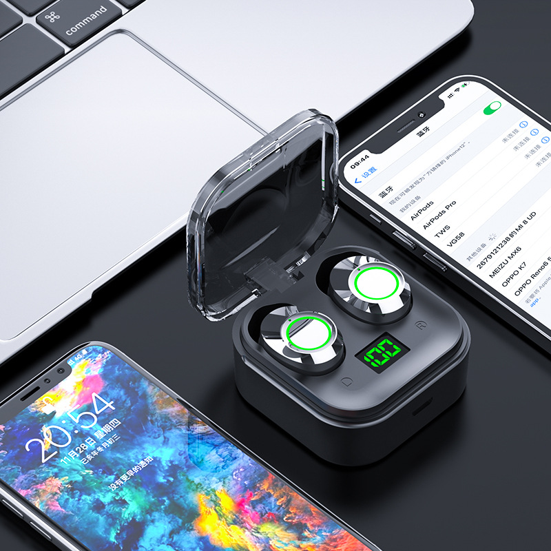Wireless Earphone In-ear Earphone TWS Bluetooth headphone Sport Earphone YDmini Model Two Earbuds with built-in Microphone LED display high Quality He