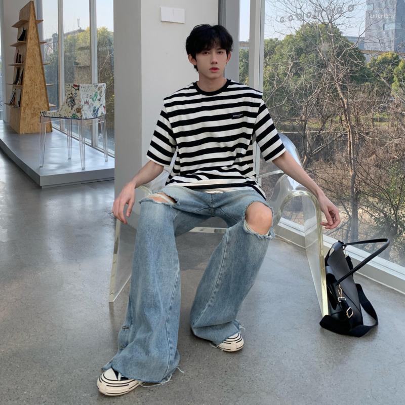 Men' T Shirts Summer Short-sleeved T-shirt Men Fashion Casual Oversized Shirt Streetwear Korean Loose Stripe Tshirt Mens Top -2XL, Striped
Men' T Shirts Summer Short-sleeved T-shirt Men Fashion Casual Oversized Shirt Streetwear Korean Loose Stripe Tshirt Mens Top -2XL, Striped